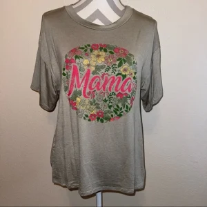 Green Pink Mama Botanical Floral Leaf Graphic Short Sleeve Tee Shirt S M L