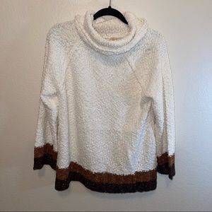 Mystree Soft & Cozy Cream Color Block Confetti Turtle Neck Sweater